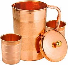 copper Pitcher and 2 Tumbler Set, Pure Copper Jug, Handmade, 54 Ounce - £36.69 GBP