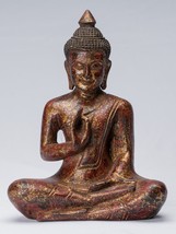 Bouddha - Ancien Khmer Style Assis Bois Statue de Teaching Mudra - 27cm/... - £273.21 GBP