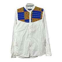 Zara Mens White Long Sleeve Aztec Print Relaxed Fit Button Shirt Size Medium - £11.76 GBP