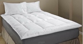 Down Alternative Mattress Topper White Twin 1.5&quot; Gusset Baffled Box Stit... - $75.99