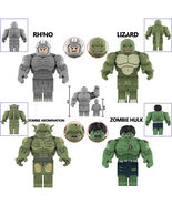 4Pcs Marvel Anti-hero Minifigure Lizard Rhino Zombie Hulk Abomination Mi... - €18,90 EUR