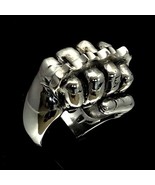 Heavy Sterling silver men's ring Fist with Knuckle Duster Street Fighter high po - $165.00