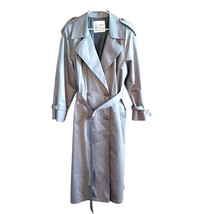 London Fog Women&#39;s Gray Double Breasted Trench Coat Size 16 Reg - £34.36 GBP