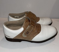 FOOTJOY FJ Leather White Brown Suede Golf Shoes 98553 US Women’s Size 7 - £18.96 GBP