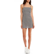  Checkered Dress   Spaghetti Strap Mini Dress Black &amp; Ivory Short Dress ... - £24.16 GBP