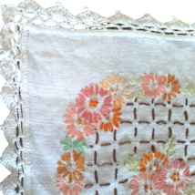 42&quot; Dresser Scarf Cloth Table Runner Hand Stitched Crocheted Edge Linen ... - £16.13 GBP
