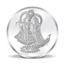 Silbermünze mit BIS-Punze, Radha Krishna, Pfauenfeder, 10 g, 999 rein - £30.96 GBP