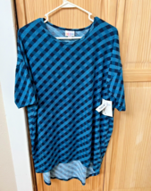 LulaRoe Small  Women&#39;s Shirt blue Plaid Irma Tunic - £11.62 GBP