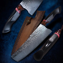 Hq 103 Layer VG10 Damascus Steel Nakiri Knife Ebony Handle Japanese Chef Cleaver - £115.89 GBP