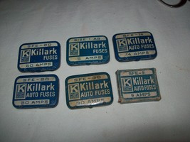 Lot of 5 Vintage Killark Auto Fuse Tin Containers + 1 paper box - car fuses - $16.82