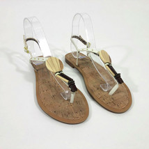 Jessica Simpson White Leather Embellished Thong Sandals Wms 8-1/2 - £14.32 GBP