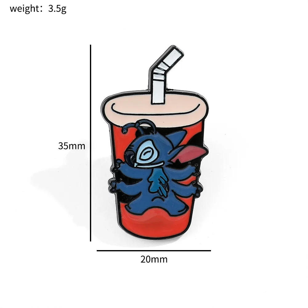 Lilo Stitch Ice Cream Drink Styling Brooch Cute Enamel Pins Metal Badge -3 - $2.52