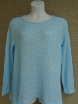 Chelsea &amp; Theodore XL Textured L/S Sharkbite  Sweater  Blue/White msrp $... - £9.30 GBP