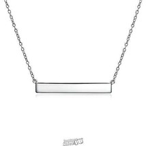 Modern Bar Necklace 16 &quot; chain necklace Silver - £34.16 GBP