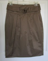 NEW BANANA REPUBLIC Brown Soft Pleat Belted Career SKIRT Pockets SIZE 0 NWT - £15.54 GBP