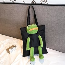 Sad Frog Japanese And Korean Art Personality Canvas Bag Cute Plush Doll Portable - £23.31 GBP