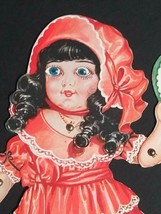 Mechanical Marionette Girl Doll Victorian Dress Valentines Day Card 8&quot; c1930s  - $19.99