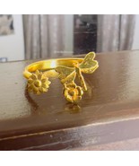 14K Gold Plated Butterfly Ring, 925 Silver, Adjustable Design, Minimalis... - €52,11 EUR