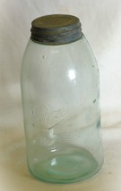 Ball Mason Glass Canning Jar Green Hue Bubbles Ball Zinc Lid 2 Quart Vintage - £48.22 GBP