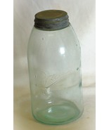Ball Mason Glass Canning Jar Green Hue Bubbles Ball Zinc Lid 2 Quart Vin... - £46.70 GBP