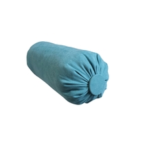Bolster Pillows, Aqua Blue Velvet, Decorative Button, Throw Pillow, 6x16&#39; - £43.06 GBP
