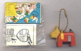 Vintage Plastic Lucky Pig Puzzle Toy Keychain With Package Made In Hong Kong NOS - £7.99 GBP
