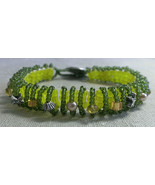 Yellow and Olive Green Bracelet Handmade 6 1/2&quot; - $13.99