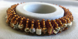 Womens Brown Beaded Bracelet Handmade 5 1/2&quot; - £11.21 GBP