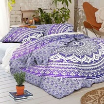 Cotton Indian Mandala Duvet Cover With Two Pillowcases Bedding Coverlet - £31.73 GBP+