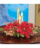 Christmas Poinsettia Centerpiece Flickering Candle Lighted LED Table Hom... - $516.33 MXN