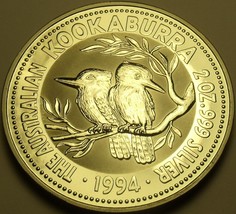 Gem Unc Silver Australia 1994 2 Dollars~Kookaburra~Free Shipping - £77.73 GBP