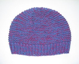 eco cotton blue purple striped women&#39; beanie,  women eco-friendly stripy... - £11.62 GBP