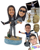 Personalized Bobblehead Woman Picking up Her Wife Or Girlfriend On The Beach - W - £124.41 GBP