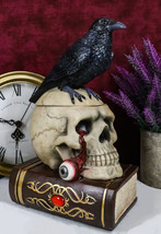 Gothic Crow Perching On Books And Skull With Plucked Eye Decorative Jewelry Box - £32.16 GBP