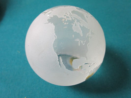 PAPERWEIGHT SIGNED CORREIA BY EWELICK STUDIO GLOBE CLEAR AND FROSTED   3... - $124.73