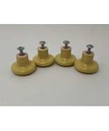 4 Vintage Porcelain Round Knobs Mellow Yellow Amerock Includes Screws 1.25” - £16.68 GBP