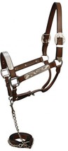 Leather and Silver Western Horse Show Halter with Matching Lead and Chain - $44.40