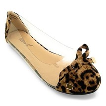 Brown &amp; Clear Leopard-Contrast By Victoria K Ballet Flat Size 6 - £27.20 GBP