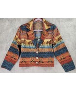 Southwest Canyon Jacket Small Orange Blue Western Cowgirl 80s Vintage Bu... - £41.01 GBP