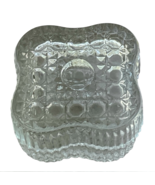 Vintage Clear Cut Glass Ribbed Dresser Trinket Ring Box with Lid 2.5&quot; W ... - €10,29 EUR
