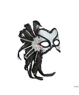 Venetian Masquerade Black and Silver Sequin Mask with Feathers - $1,776.11 MXN