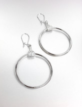 CHIC Designer Inspired Silver CZ Crystals Horsebit Ring Dangle Earrings  - $20.99