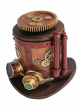 Ebros 7 Inch Steampunk Themed Machinery Hat Jewelry/Trinket Box Figurine - £25.95 GBP