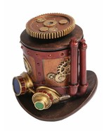 Ebros 7 Inch Steampunk Themed Machinery Hat Jewelry/Trinket Box Figurine - £26.29 GBP