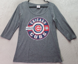 MLB Chicago Cubs Campus Lifestyle T Shirt Baseball Womens Large Gray Round Neck - £12.47 GBP