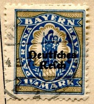 Patron Bavariae 1920 German Stamp Cobalt/Olive Madonna &amp; Child Ovpt Used Hinged - £7.60 GBP