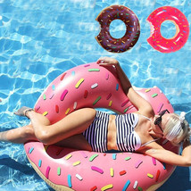 2 Pcs Donuts Inflatable Pool Float Chocolate&amp;Strawberry Sprinkles Pump included  - £31.89 GBP
