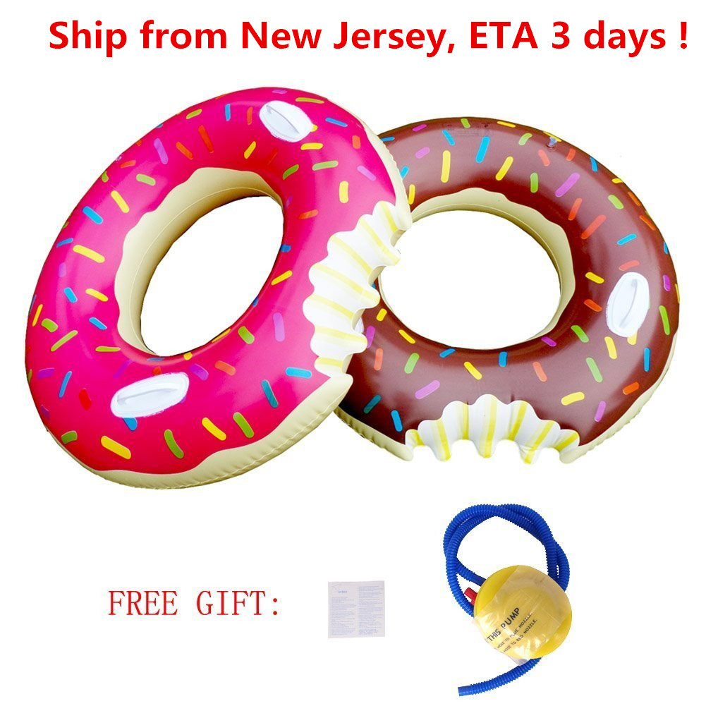 2 Pack Giant Donuts inflatable Swimming Pool Float Chocolate & Strawberry