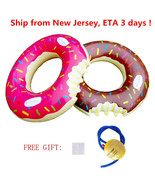 2 Pack Giant Donuts inflatable Swimming Pool Float Chocolate &amp; Strawberry  - £31.34 GBP