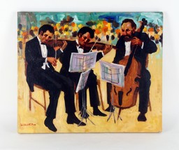 Untitled String Trio Musicians by Rodriguez Oil Painting on Canvas, 20x24 - £902.90 GBP